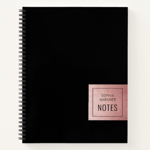 Black Pink Minimalist Personalized Name Notebook
