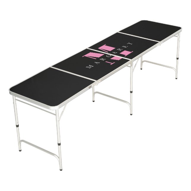 Black & Pink Monogram Initial Elegant Chic Beer Pong Table (Angled)