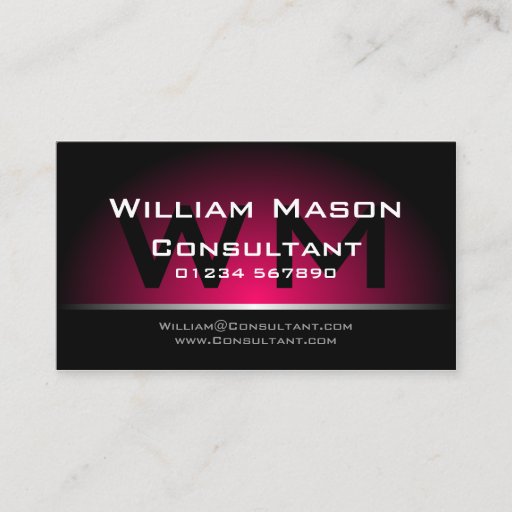 Customizable Black Pink Monogram Professional - Business Card