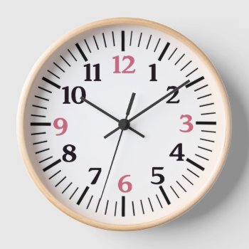 Black Pink Numerals Home Office Decor Wall Wood Clock by CreativeMastermind at Zazzle