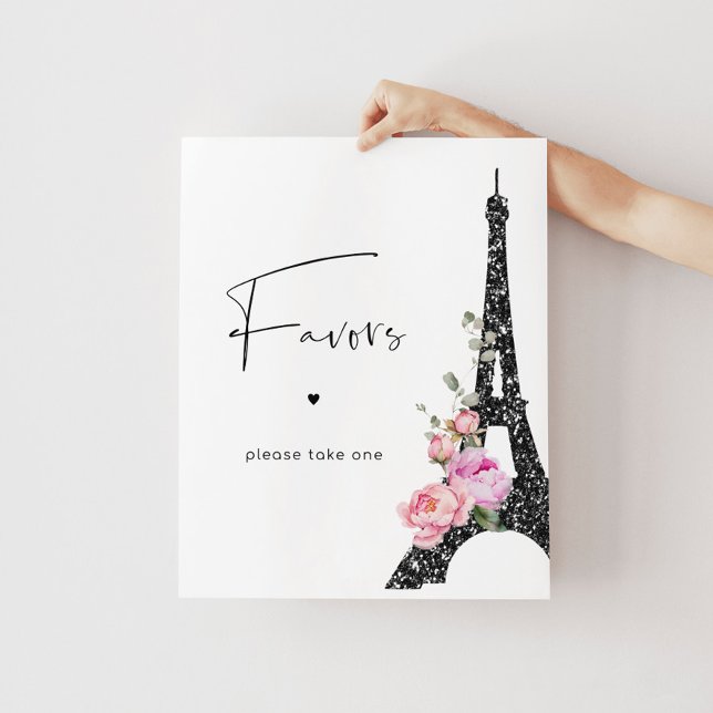 Black pink Paris minimalist favors please take one Poster (Creator Uploaded)