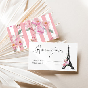 Black pink paris theme how many kisses bridal game enclosure card