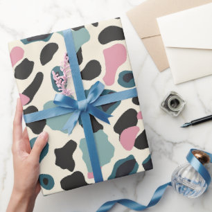 Black Pink Pastel Leopard Spots Wrapping Paper