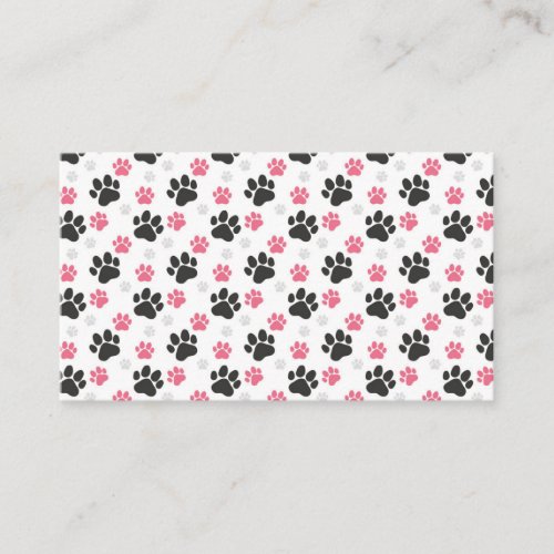 Black Pink Paw Print Dog Owner Puppy Lover Pets Business Card