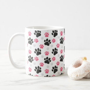 Black Pink Paw Print Dog Owner Puppy Lover Pets Coffee Mug