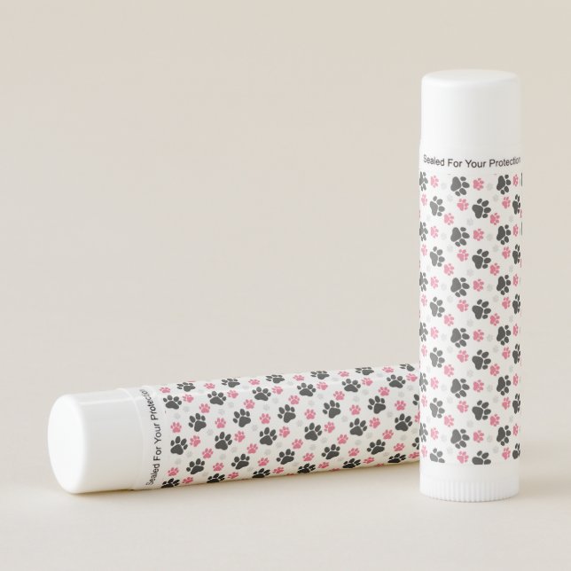 Black Pink Paw Print Dog Owner Puppy Lover Pets Lip Balm (Front)