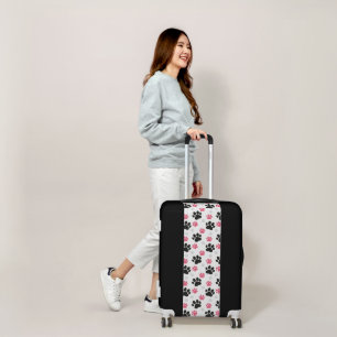 Black Pink Paw Print Dog Owner Puppy Lover Pets Luggage