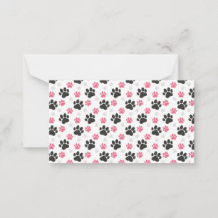Black Pink Paw Print Dog Owner Puppy Lover Pets Note Card