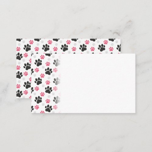 Black Pink Paw Print Dog Owner Puppy Lover Pets Place Card