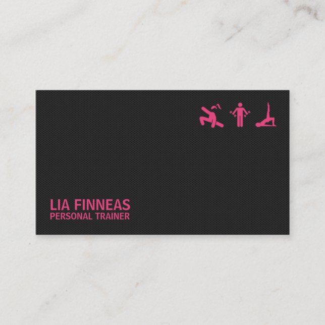 Black & Pink, Personal Trainer Business Card (Front)