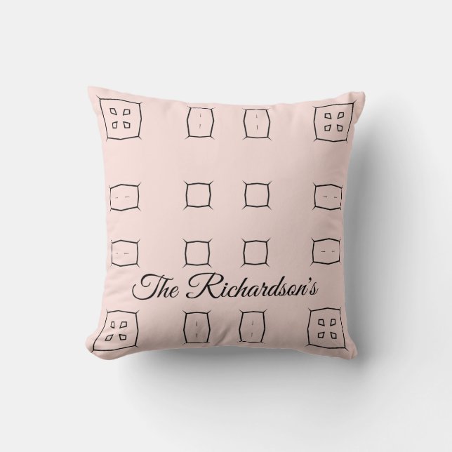 Black Pink Personalized Geometric Minimal Bedding Throw Pillow (Front)