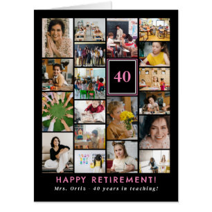 Black Pink Photo Collage Happy Retirement Big Card