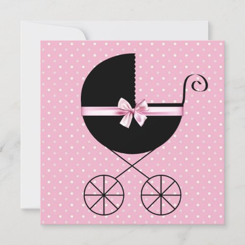 Black Pink Polka Dot Baby Shower Invitations