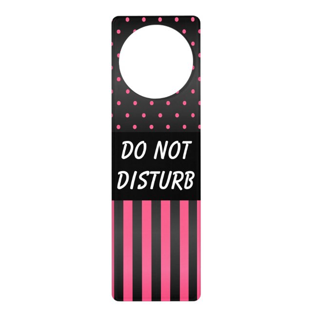 Black & Pink Polka Dots | Do Not Disturb Sign (Front)