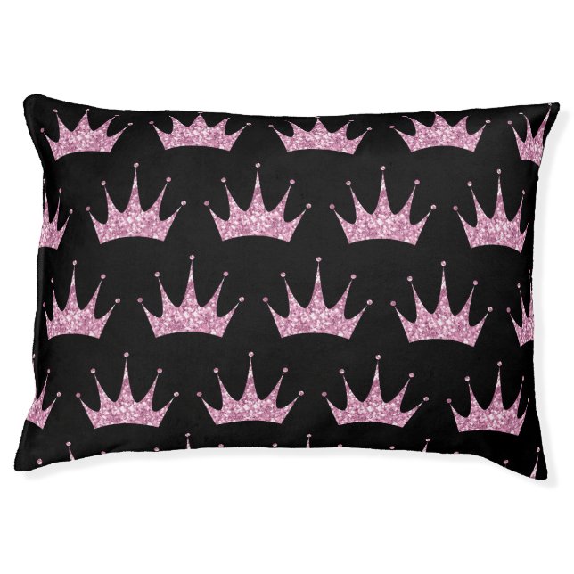 Black Pink Princess Tiara pet pillow (Front)