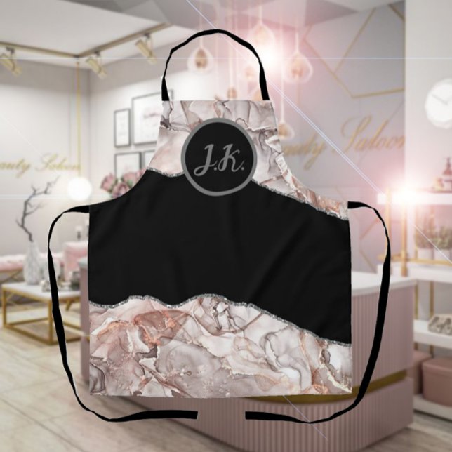 Black Pink Professional Marble Agate Glam  Apron (Creator Uploaded)
