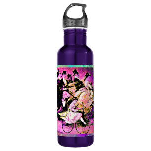 BLACK PINK PURPLE BICYCLE WEDDING PARTY STAINLESS STEEL WATER BOTTLE