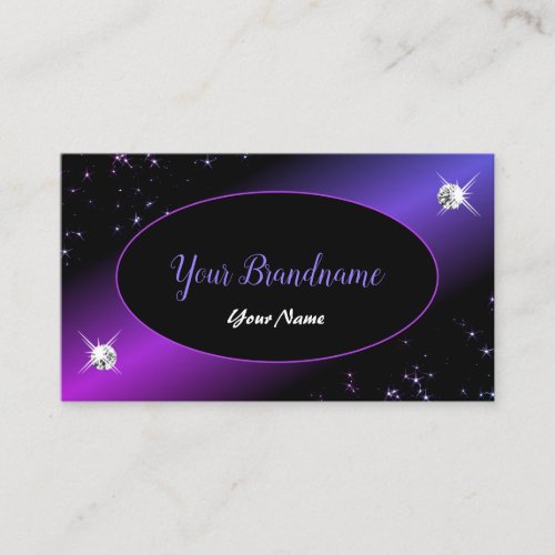 Black Pink Purple Glitter Stars Jewels Glamorous Business Card