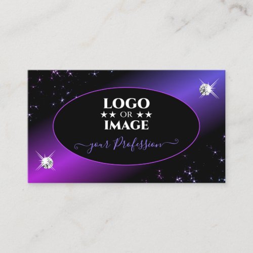 Black Pink Purple Glitter Stars Jewels with Logo Business Card