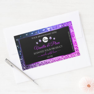 Black Pink Purple Glitter Stars Logo Product Label