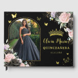Black Pink Purple Lilac Floral Quinceañera Photo  Foil Guest Book<br><div class="desc">Coordinate your party with this elegant real foil personalized Black, Light Pink, Purple Lilac Roses Floral Photo Guest Book! Personalize it easily and quickly, simply press the Edit Using Design Tool button to further re-arrange and format the style and placement of the text, images and photograph. Featuring beautiful black, light...</div>