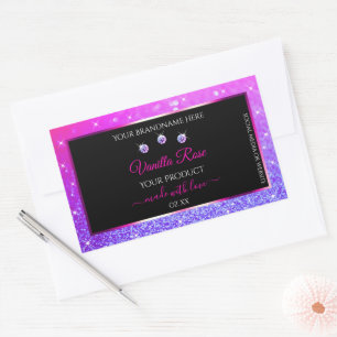 Black Pink Purple Ombre Glitter Product Labels