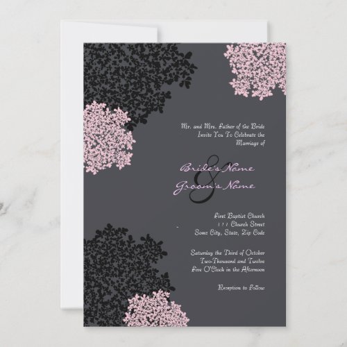 Black &amp; Pink Queen Anne's Lace Wedding Invitation