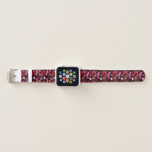 Black Pink Red Hearts Love Pattern Apple Watch Band