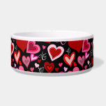 Black Pink Red Hearts Love Pattern Bowl<br><div class="desc">This playful heart pattern features hand-drawn pink and red hearts scattered across a bold black background, accented with charming “love” and “xo” lettering. The high-contrast color palette gives the design a modern, eye-catching feel while still keeping a sweet and romantic vibe. Perfect for Valentine’s Day and a great choice for...</div>
