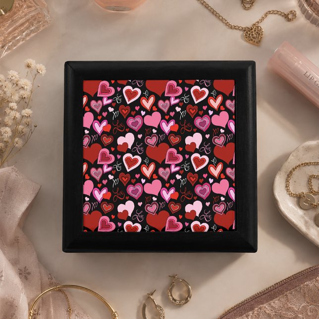 Black Pink Red Hearts Love Pattern Gift Box (Creator Uploaded)