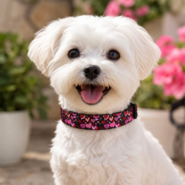 Black Pink Red Hearts Love Pattern Pet Collar (Creator Uploaded)