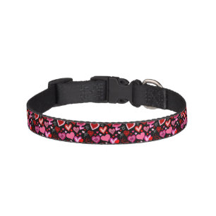 Black Pink Red Hearts Love Pattern Pet Collar