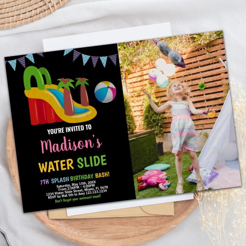 Black Pink Red Purple Photo Water Slide Invitation