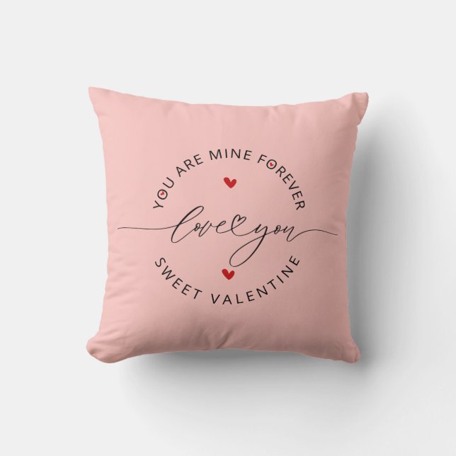 Black Pink Red Simple Minimalist Love Valentine's Throw Pillow (Front)