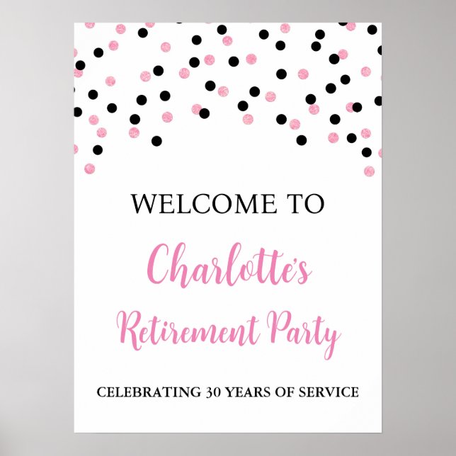 Black Pink Retirement Party Custom 18x24 Poster (Front)