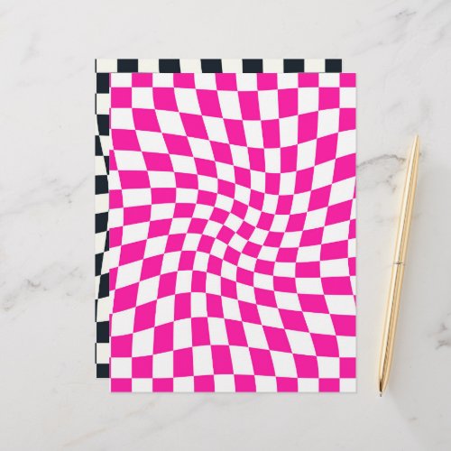 Black Pink Retro Checks Checkered Scrapbook Paper
