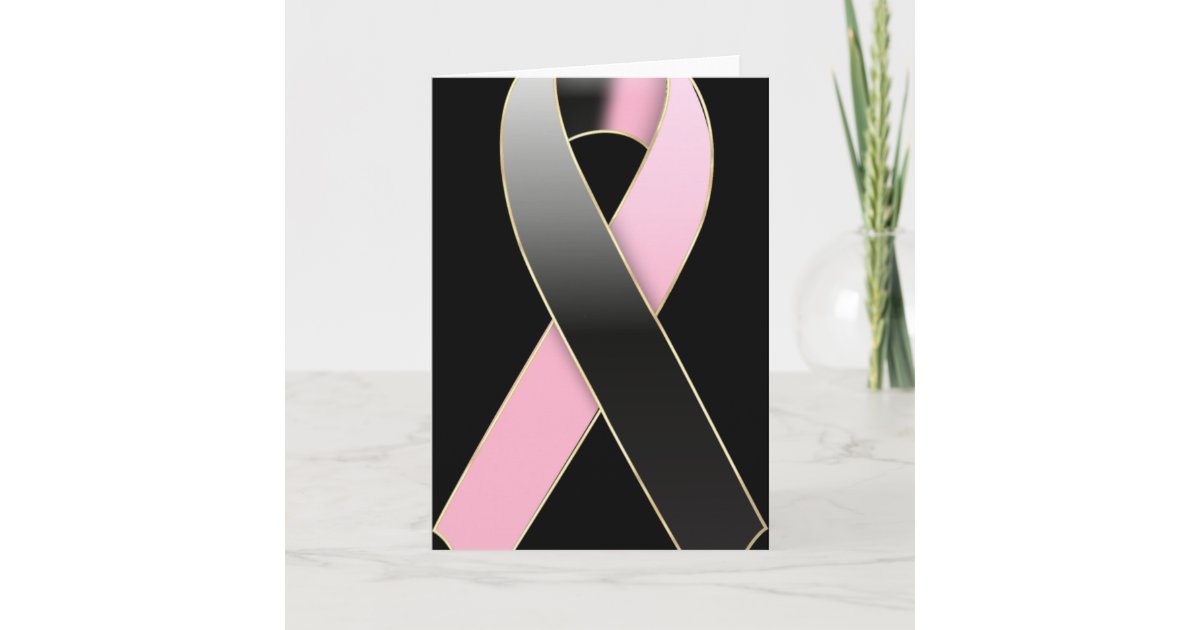 Black & Pink Ribbon Awareness Blank Greeting Card | Zazzle