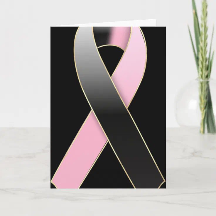 Black & Pink Ribbon Awareness Blank Greeting Card | Zazzle