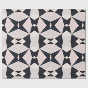 Black Pink Rose Gold Kaleidoscope Geometric Wrapping Paper