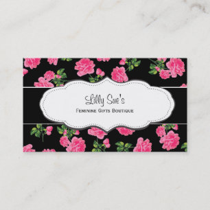 Black & Pink Roses Flowery Business Cards