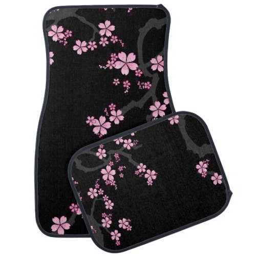 Black Pink Sakura japanese design  Car Floor Mat