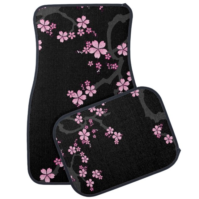 Black Pink Sakura japanese design :: Car Floor Mat (Set)