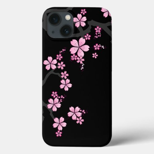 Black Pink Sakura japanese design  iPhone 13 Case