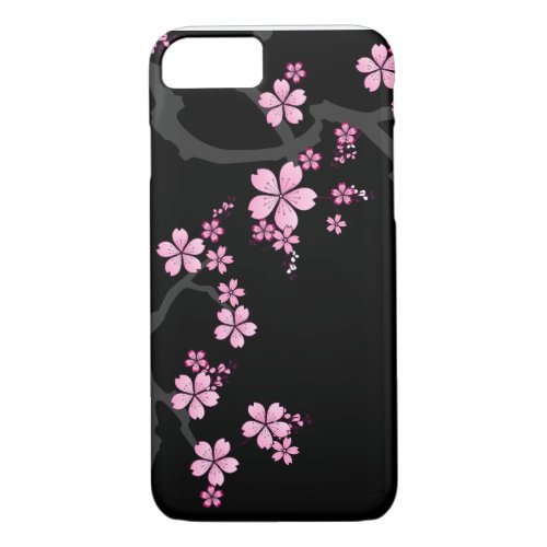 Black Pink Sakura japanese design  iPhone 87 Case