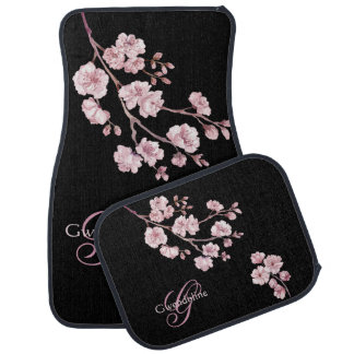Black Pink Sakura Personalized Car Floor Mat