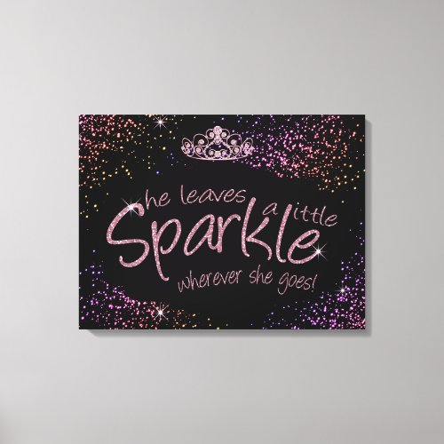Black  Pink She Leaves a Little Sparkle _ Crown Canvas Print