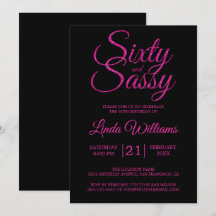 Black Pink Sixty Sassy 60th Birthday Invitation