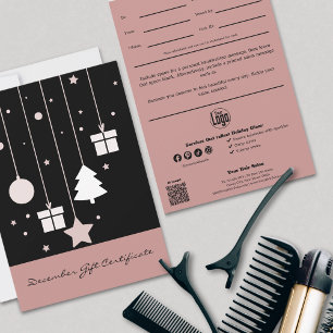 Black Pink Small Business Winter Gift Certificate