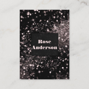 Black & Pink Sparkling Lights Glam Sparkle Glitter Business Card