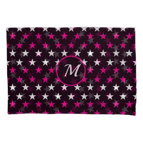 Black pink star pattern pillow case